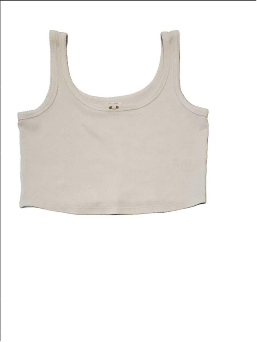 Women's Lottie Moss White Ribbed Tank Top M with Pink Rose Detail